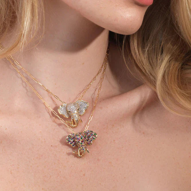 Goshwara fine gemstone necklaces, photographed on a model